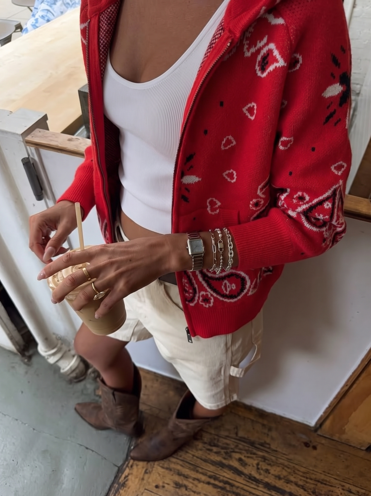 Cardigan Bandana Rosso