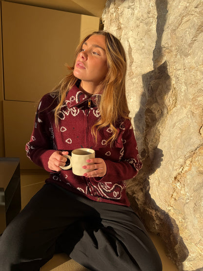 Bandana Cardigan Mørkerød