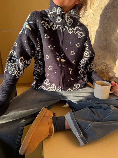 Bandana Cardigan Mørkeblå