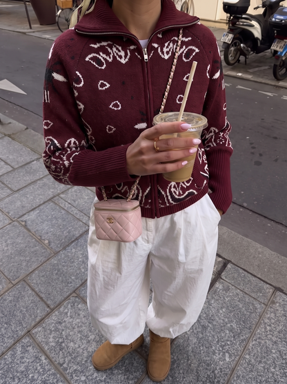 Bandana Cardigan Mørkerød