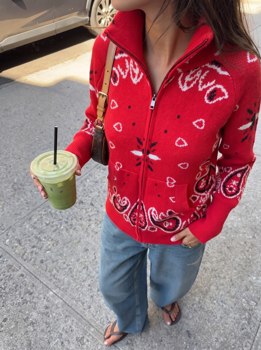 Bandana Cardigan Rød