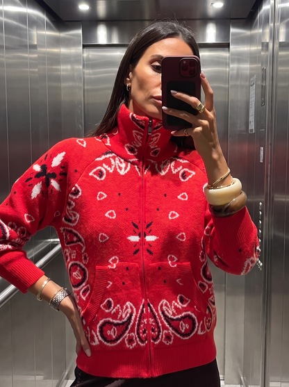 Cardigan Bandana Rosso