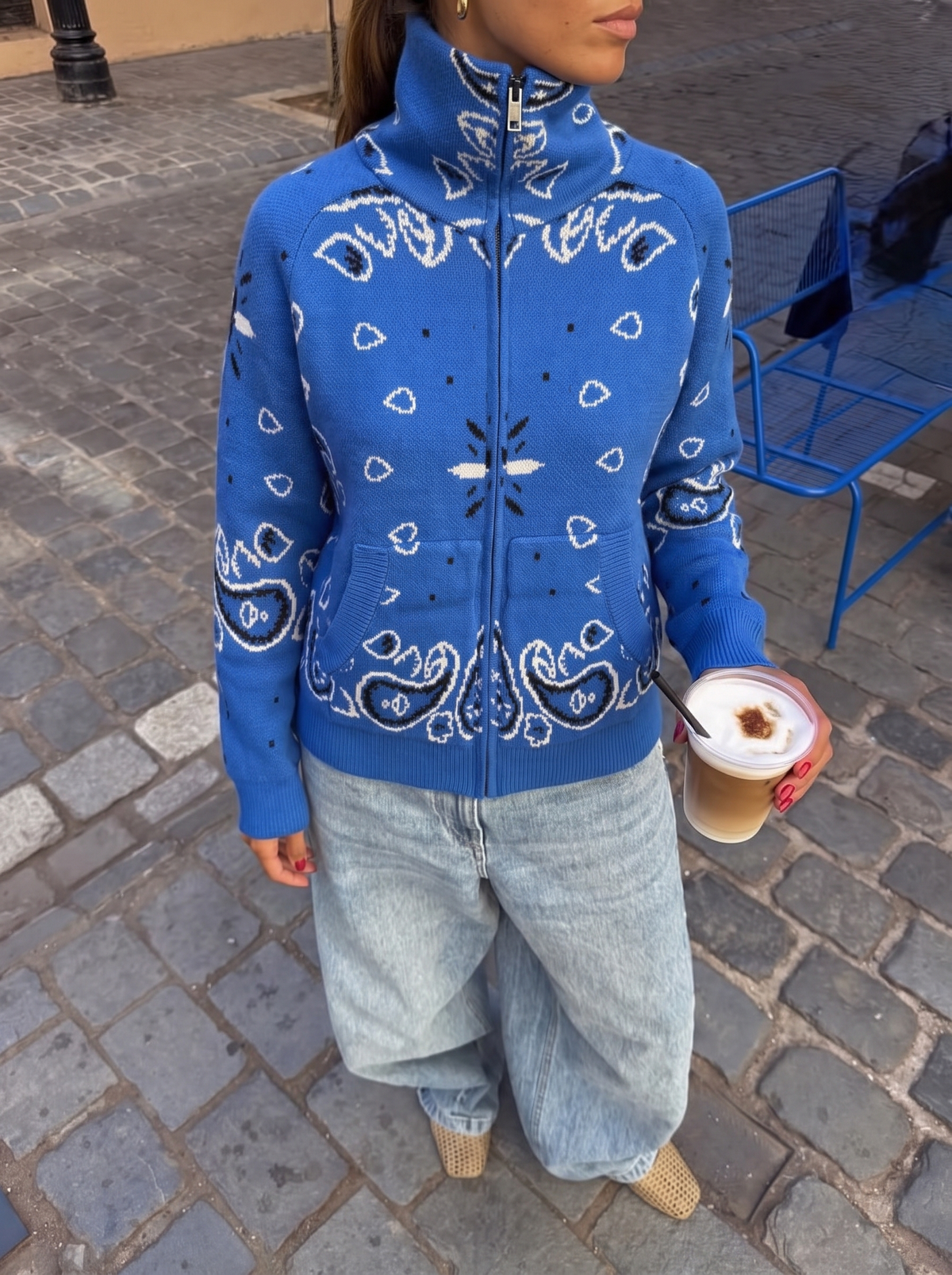 Bandana Cardigan Blå